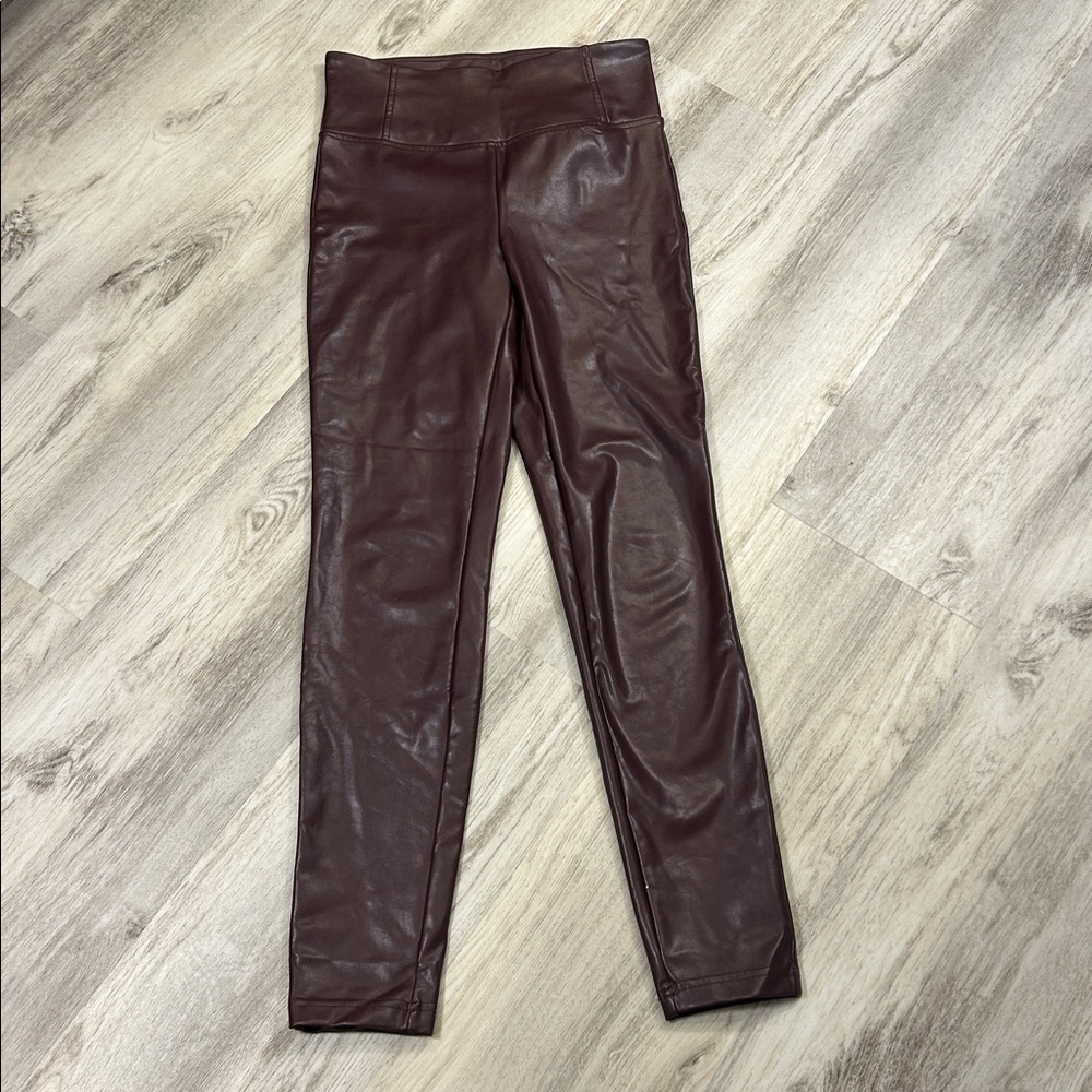 Laundry By Shelli Segal Bordeaux Burgundy Faux Leather Pull On Trouser Pant | XS